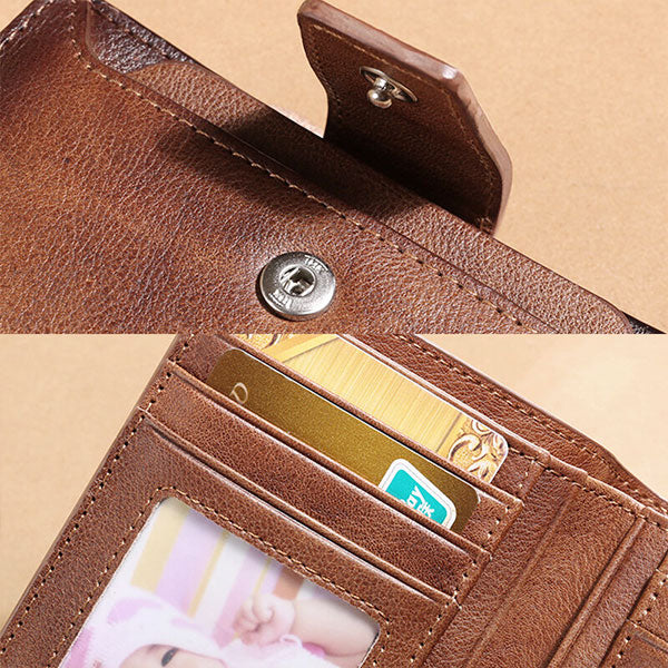 RFID Anti-Theft Multi-Card Slots Large Capacity Genuine Leather Wallet
