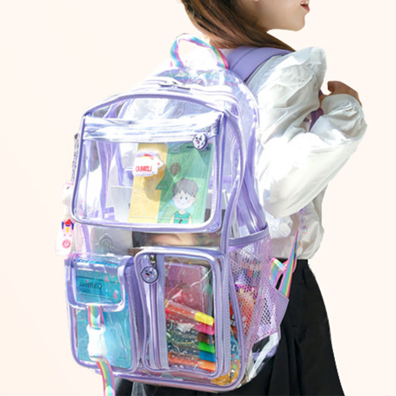 Transparent Backpack For School Students Large Capacity Leisure PVC Daypack
