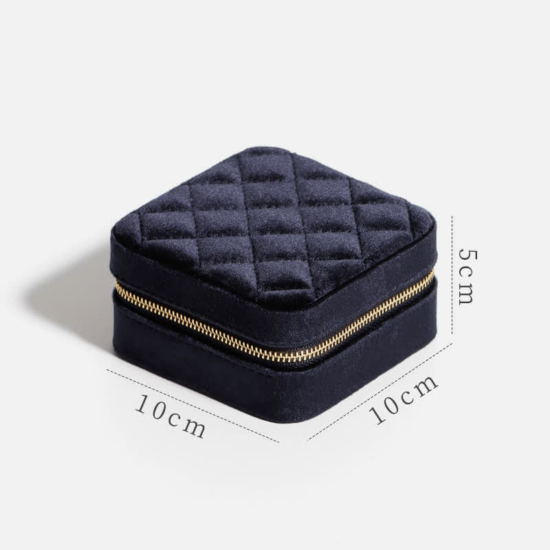 Storage Bag for Women Luxury with Mirror Mini Jewelry Box - MidnightBlue - Small Mirror - image 10