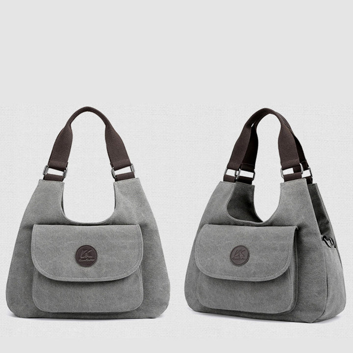 Multi-Pocket Hobo Handbag Casual Canvas Tote Purse Shoulder Bag