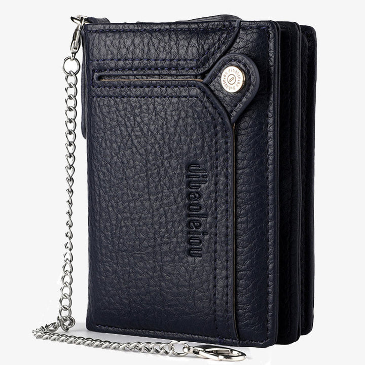 Antitheft Chain Wallet For Men Retro Leather Money Clip