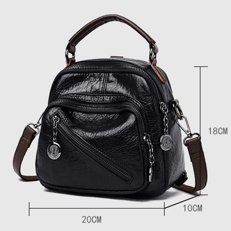 Multi-function Soft Faux Leather Shoulder Bag Convertible Backpack Purse - image 12