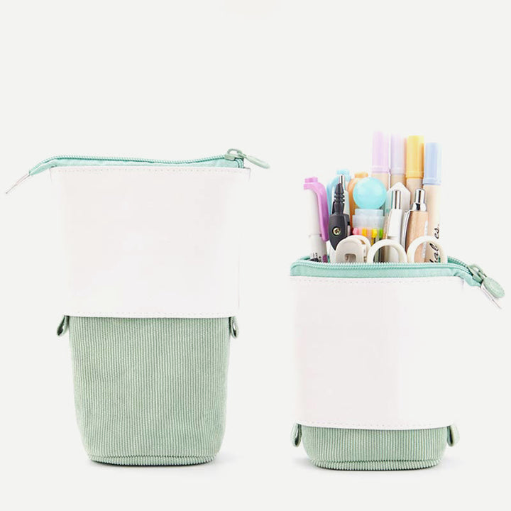 Pencil Case for Student Corduroy Pull-Down Telescopic Simple Pen Bag