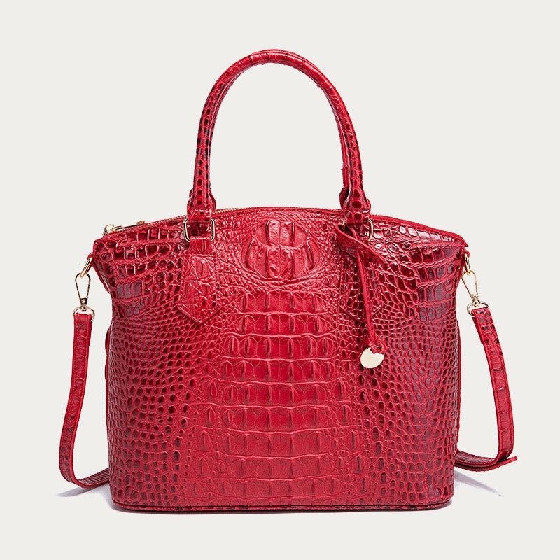 Tote For Women Daily Use Retro Crocodile Crossbody Bag - Crimson - image 26