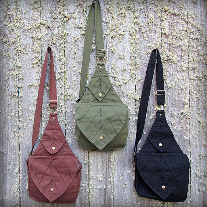 Leaf Shape One Shoulder Backpack Bookbag Canvas Crossbody Bag Messenger Purse