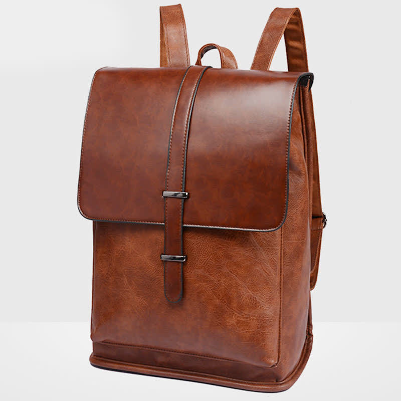 Mens Backpack Purse PU Leather Laptop Backpack Travel Business College Bookbag - Chocolate - image 7