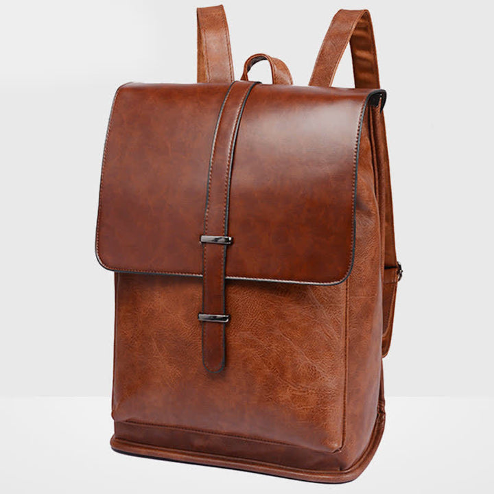 Mens Backpack Purse PU Leather Laptop Backpack Travel Business College Bookbag - Chocolate - image 7