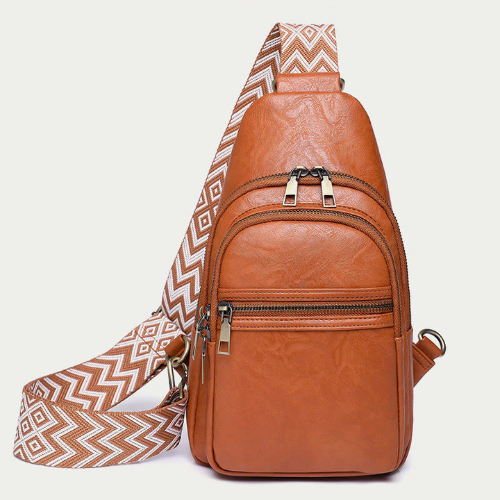 Sling Bag For Women Wide Straps Retro Leather Crossbody Bag
