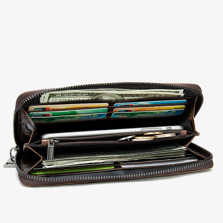 Mens Crocodile Print Wallet Business Genuine Leather Long Purse