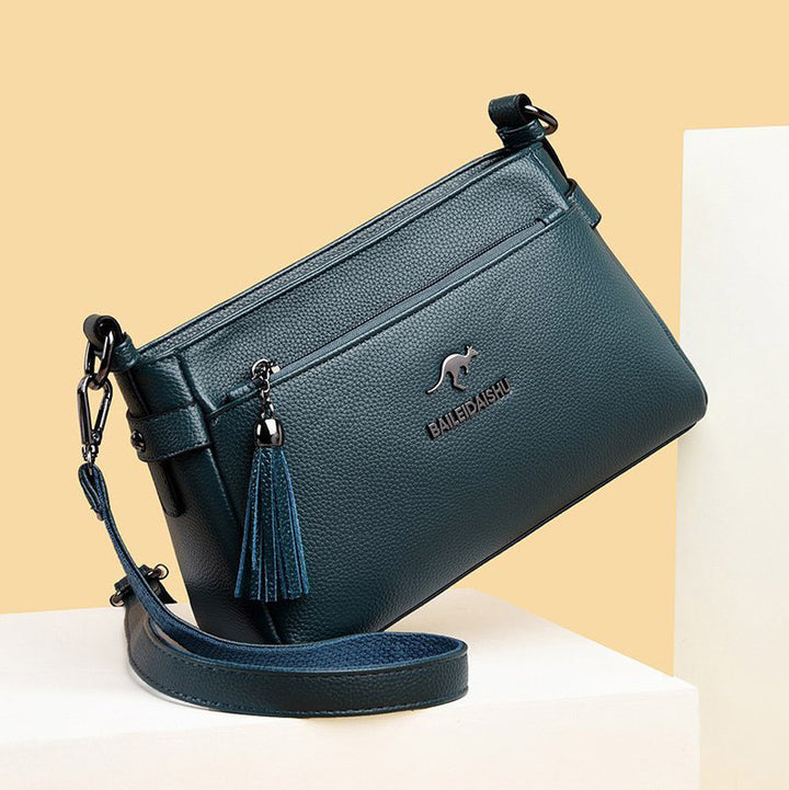 Genuine Leather Crossbody Purse for Women Small Tassel Crossover Shoulder Bag - image 9