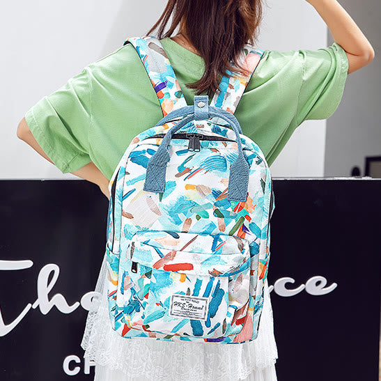 Multicolor Printed Laptop Backpack15.6 Inch College School Bookbag Travel Daypack