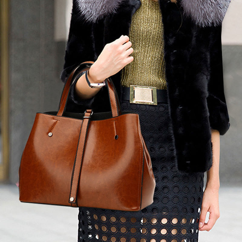 Minimalist Tote Pure Color Leather Crossbody Handbag For Women - image 3