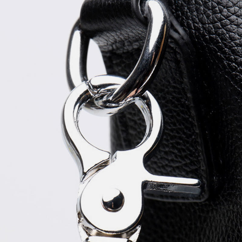 Fashion Rivet Backpack Genuine Leather Double Shoulder Strap Roomy Bag