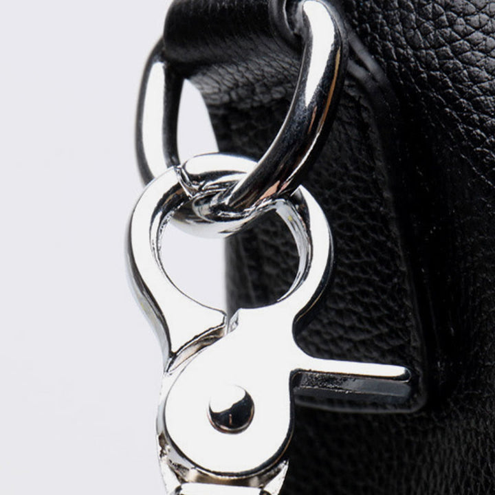 Fashion Rivet Backpack Genuine Leather Double Shoulder Strap Roomy Bag