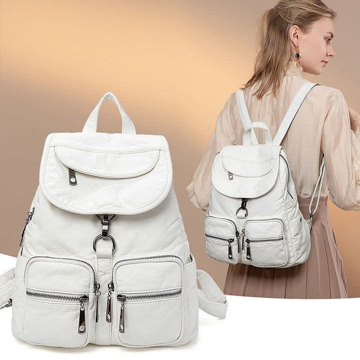 Soft Leather Travel Backpack Small Waterproof Casual Daypack Backpacks for Women
