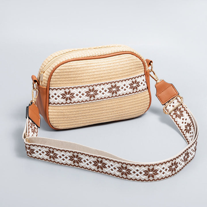 Small Commutor Bag For Women Straw Wide Strap Crossbody Bag