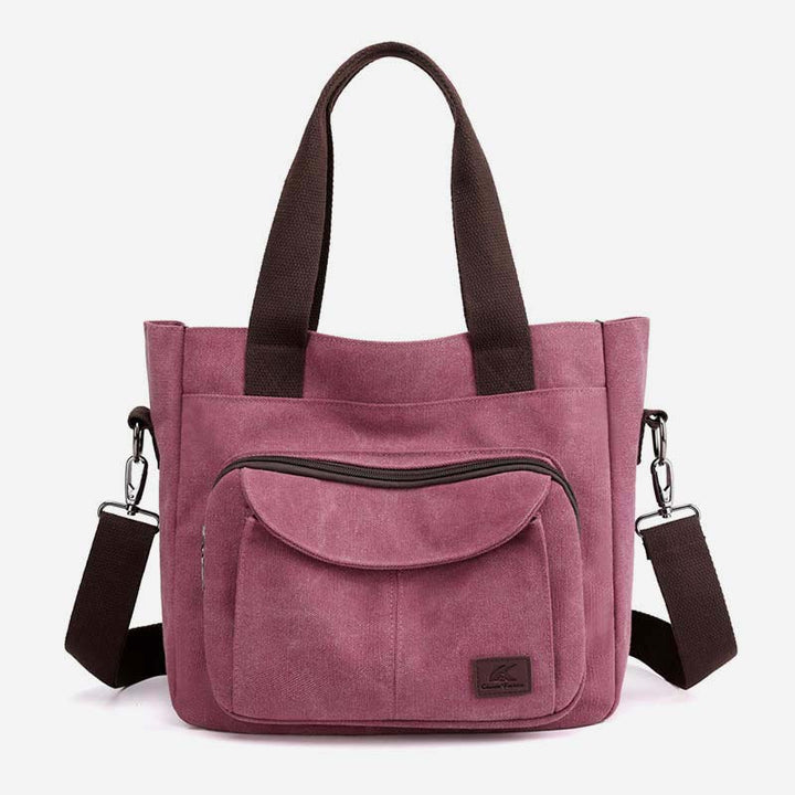 Women's Canvas Top Handle Handbag Multi-pocket Crossbody Shoulder Bag Tote Purse