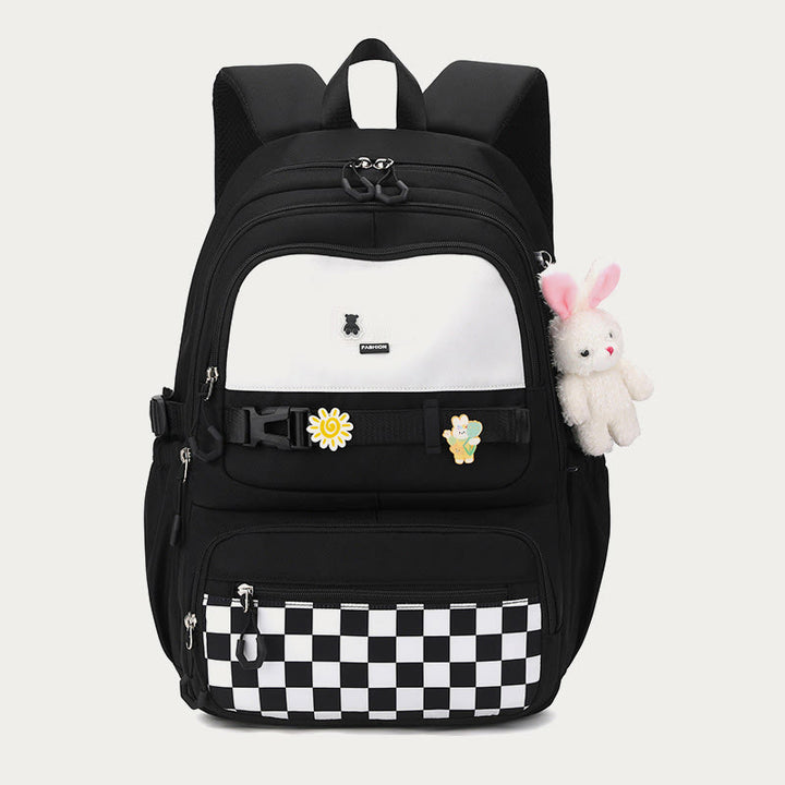 Backpack For Women Plaid Pattern Bright Color Simple Schoolbag