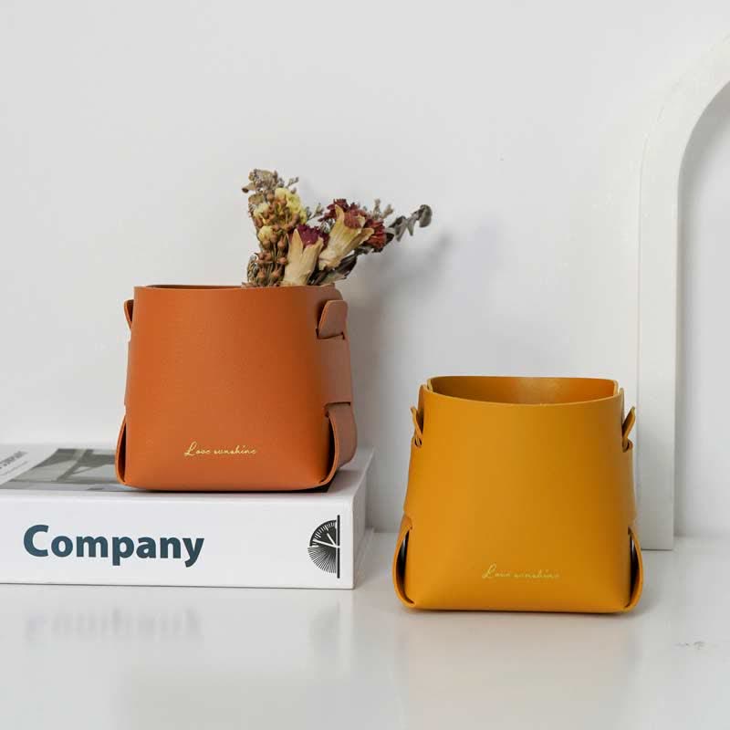 PU Leather Valet Tray Catchall Table Organizer Nightstand Organizer