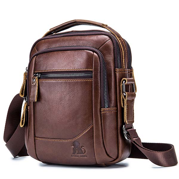 Genuine Leather Vintage Crossbody Bag - SaddleBrown - image 14