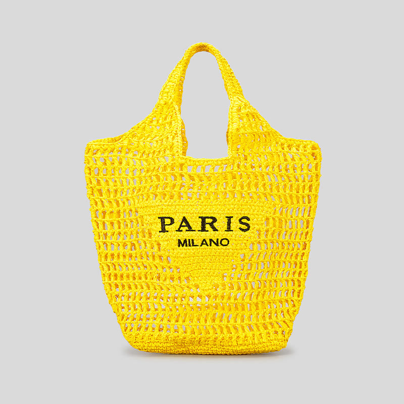 Beach Bag For Women Knitted Retro Hollowed Out Handbag - Yellow - Style A - image 37