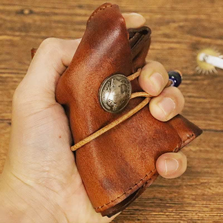 Retro Handmade Genuine Leather Card Holder Wallet for Men Women - image 7