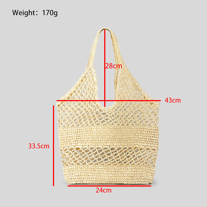 Beach Bag For Women Knitted Retro Hollowed Out Handbag