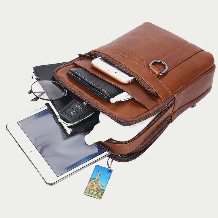 Messenger Bag For Men Three Styles Pockets Leather Crossbody Bag