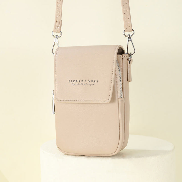 Mini Phone Bag For Women Leather Double Compartment Crossbody Bag