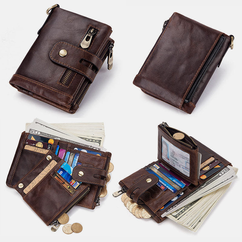 Genuine Leather Anti-theft RFID Wallet With Chain