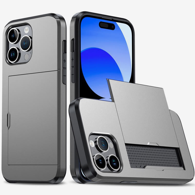 Iphone Slide Card Phone Case 2 In 1 Anti Fall Wallet Case