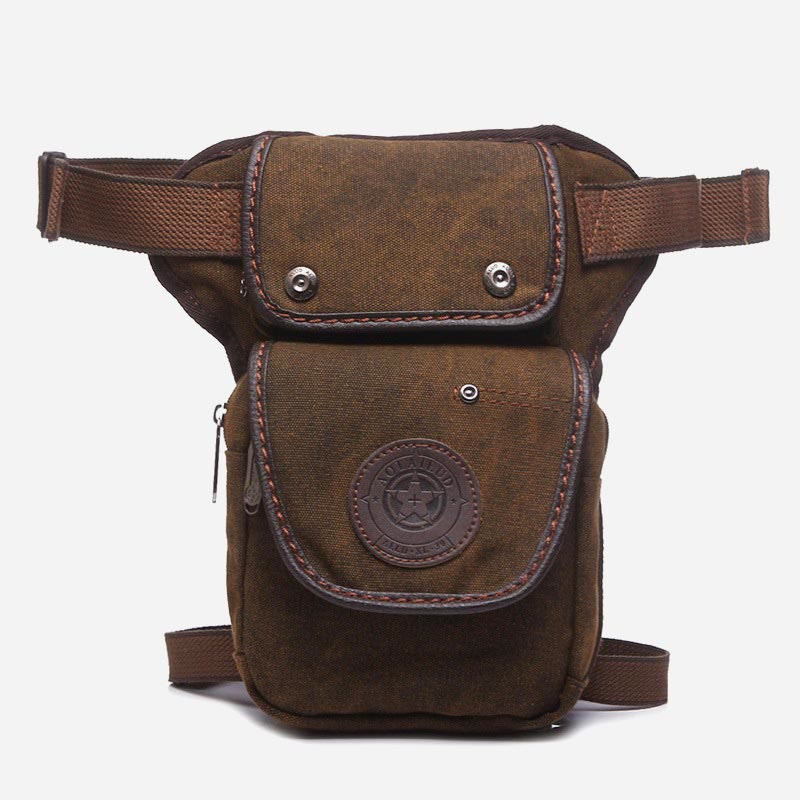 Retro Leg Bag For Men Outdoor Sports Canvas Crossbody Bag