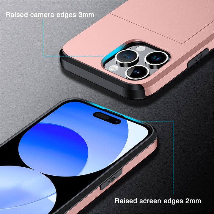 Iphone Slide Card Phone Case 2 In 1 Anti Fall Wallet Case