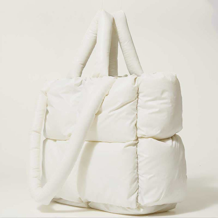 Women Large Capacity Quilted Puffer Tote Bag Soft Padded Down Handbag