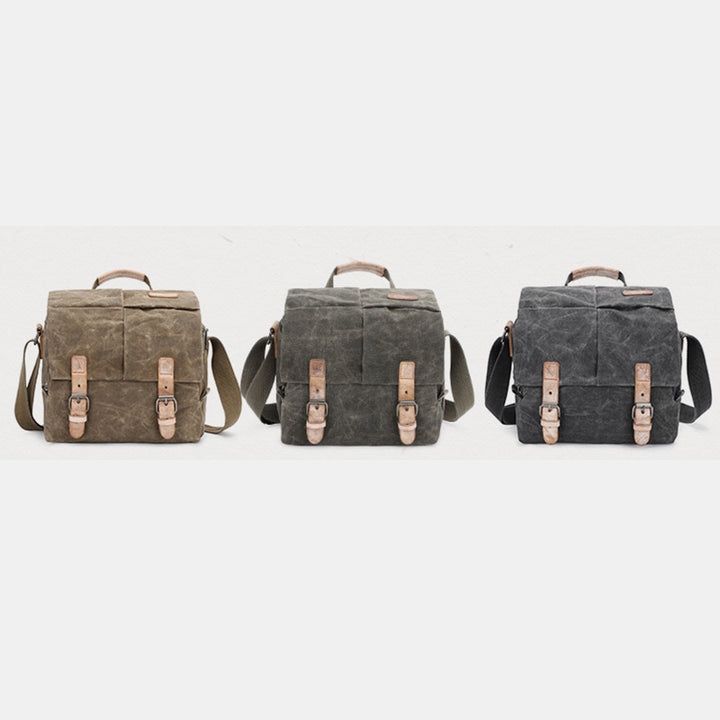 Retro Waxed Canvas Camera Bag DSLR SLR Padded Crossbody Shoulder Bag