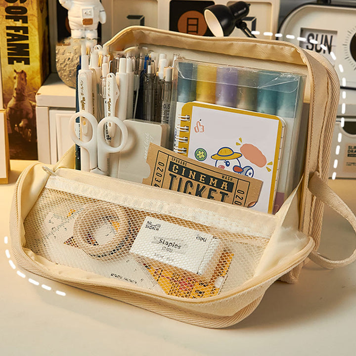 Pencil Case For Students Canvas Large Capacity Stationery Pencil Box