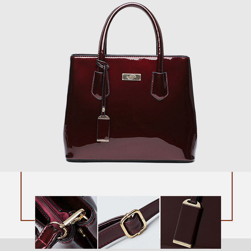 Retro mirror shiny leather Bucket Bag Women Crossbody handbag - image 11