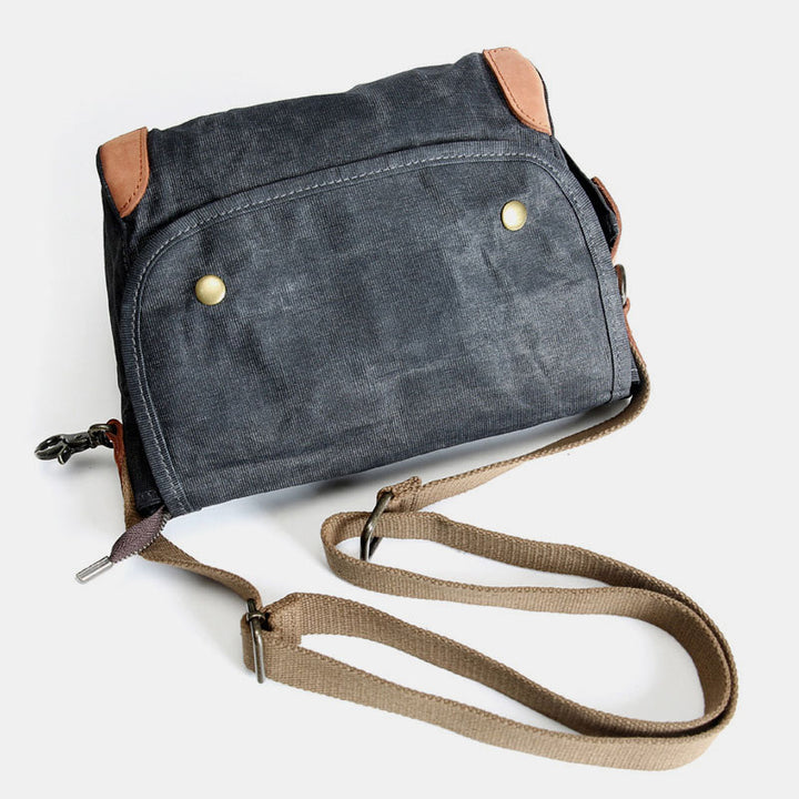 Large Capacity Retro Oil-Wax Canvas Crossbody Bag Messenger Bag - image 10