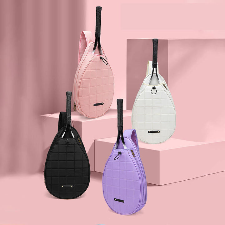 Racket Bag For Women Plaid Pattern Waterproof Polyester Crossbody Bag - image 8