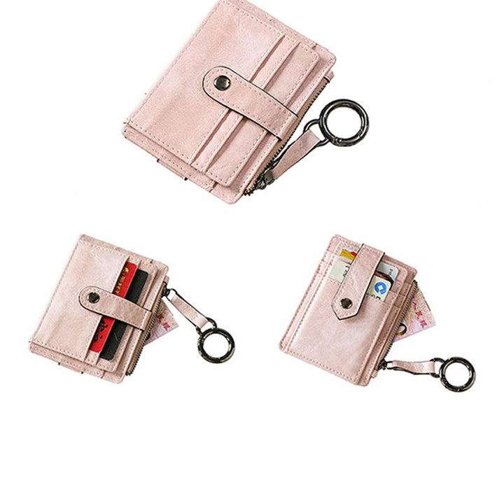 Slim Card Case Front Pocket Wallet Women Credit Card Holder with Keychain