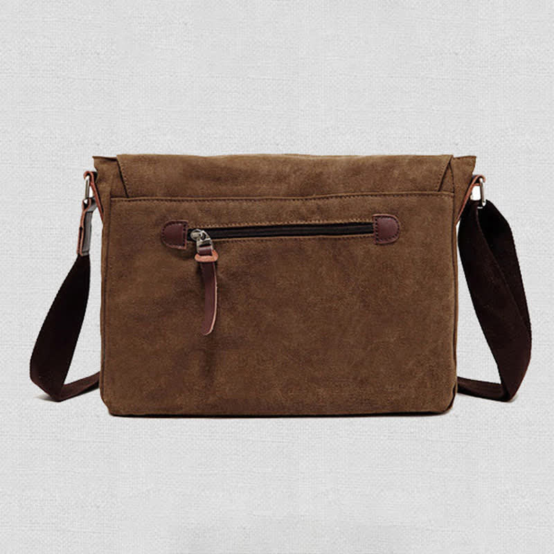 Canvas Messenger Bag for Men Multi-Pocket Vintage Crossbody Shoulder Bag