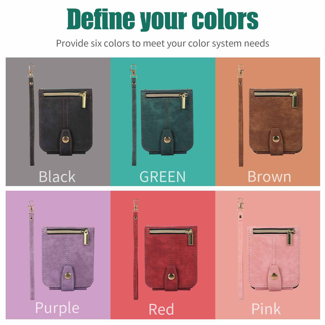 Phone Case For Samsung Z Flip 4 Card Zipper Protective Flip Cover