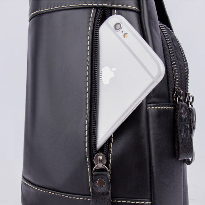 Multi-Pocket Vintage Sling Bag With Headphone Jack