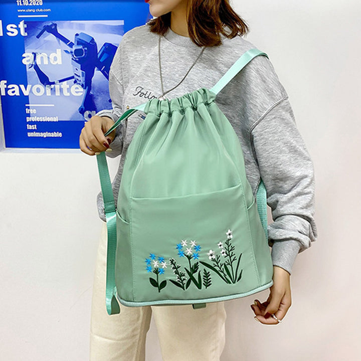 Large Capacity Waterproof Foldable Floral Embroidery Fitness Travel Backpack