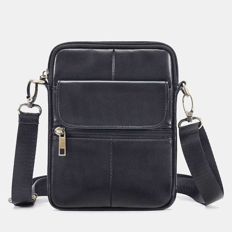 Real Leather Small Messenger Crossbody Bag for Men with Multiple Pockets