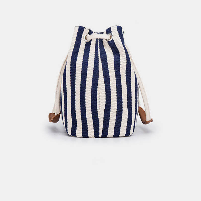 Large Capacity Multi-Carry Stripe Tote Bag Bucket Bag