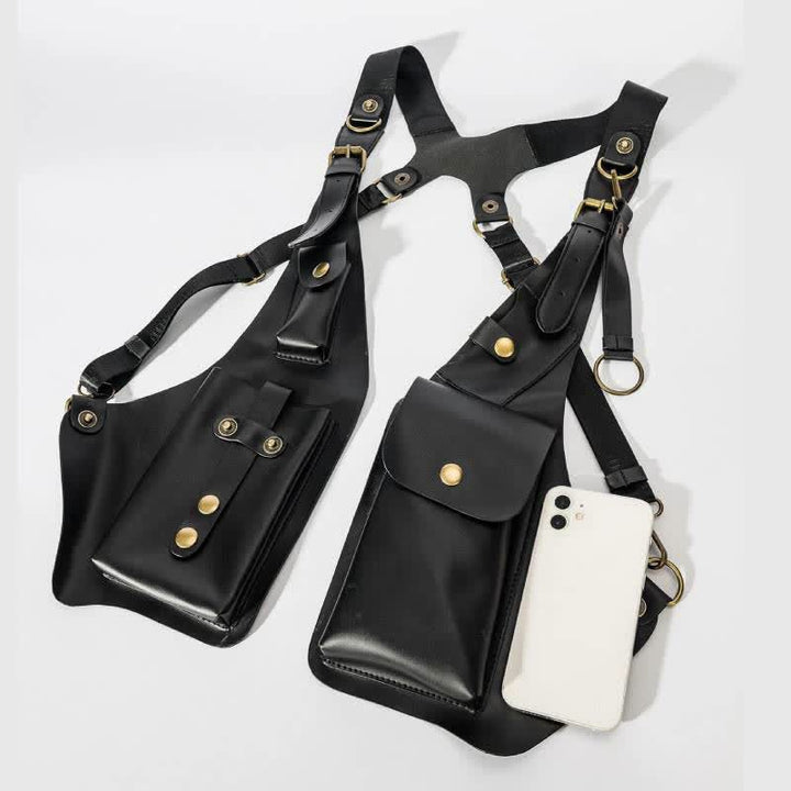 Vintage Leather Hidden Underarm Strap Wallet Pocket Shoulder Holster Bag