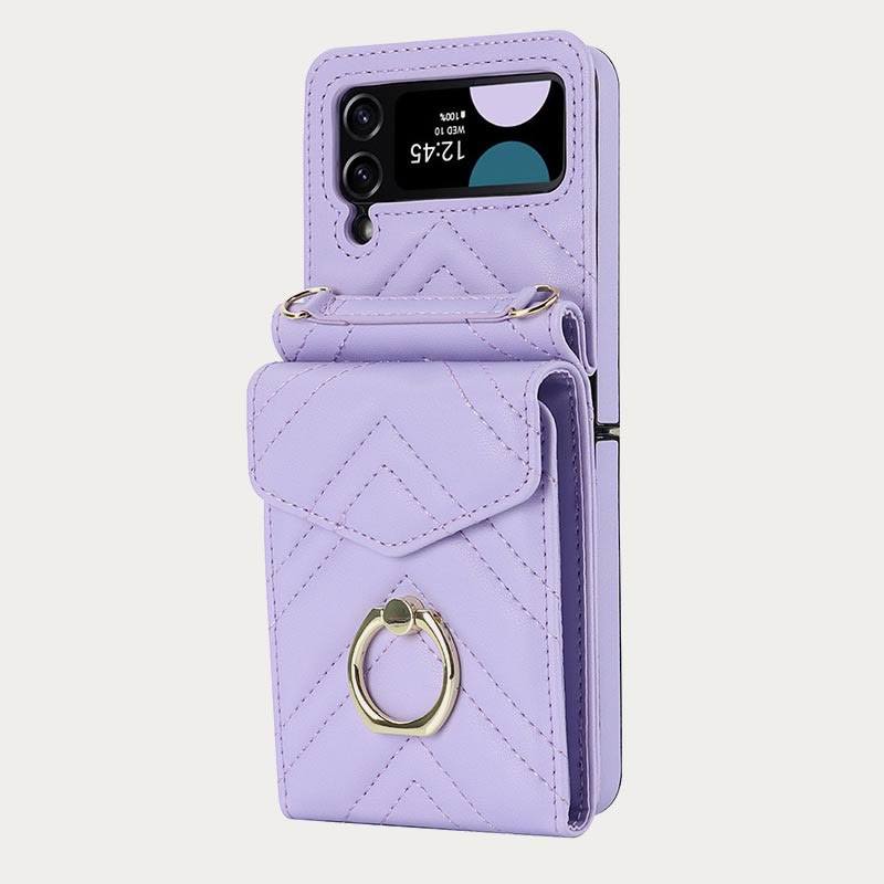 Phone Case For Daily Z Flip Series Quilted Leather Case