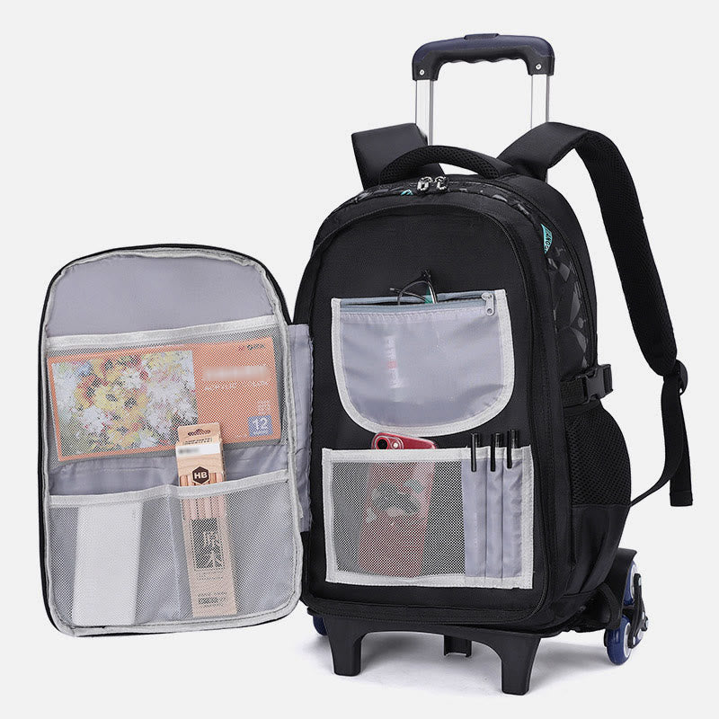 Rolling Wheels Backpack Multifunctional Travel Bookbag For Teens Students
