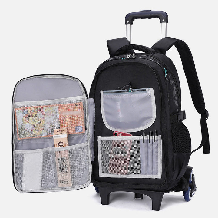 Rolling Wheels Backpack Multifunctional Travel Bookbag For Teens Students